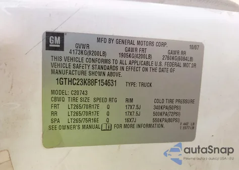 2008 GMC Sierra 2500Hd Sle1 z USA, uszkodzony, nr VIN 1GTHC23K88F154631